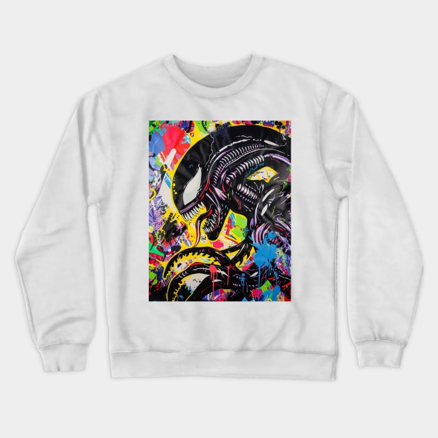 Venomous Alien Being Street Art Crewneck Sweatshirt by TeeTrendz